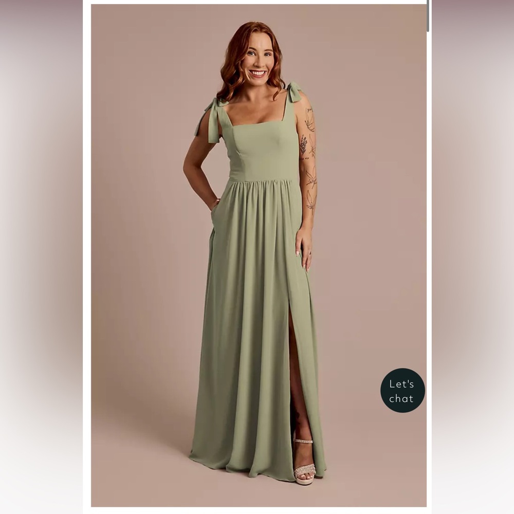 David’s Bridal Chiffon Tie Strap Tank A-line bridesmaid dress